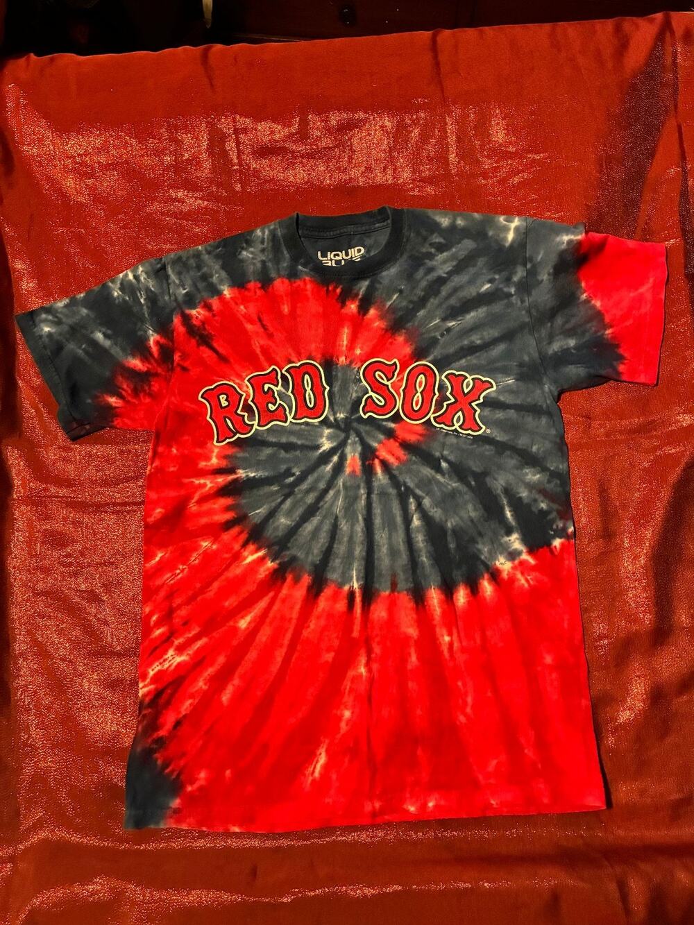 Liquid Blue Shirt Mens M Red Sox Tie Dye Short Sleeve Graphic Red Navy MLB